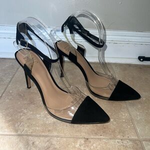 INC International Concepts Black and Clear Heels